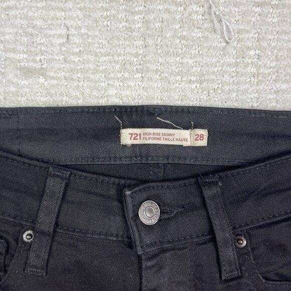 Levi's 721 Skinny Leg High Rise Dark Black Denim Womens Size 28 Jeans Casual - Picture 5 of 10